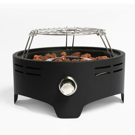 15" Portable Tabletop Cooking Fire Pit with Adjustable Flame, Black