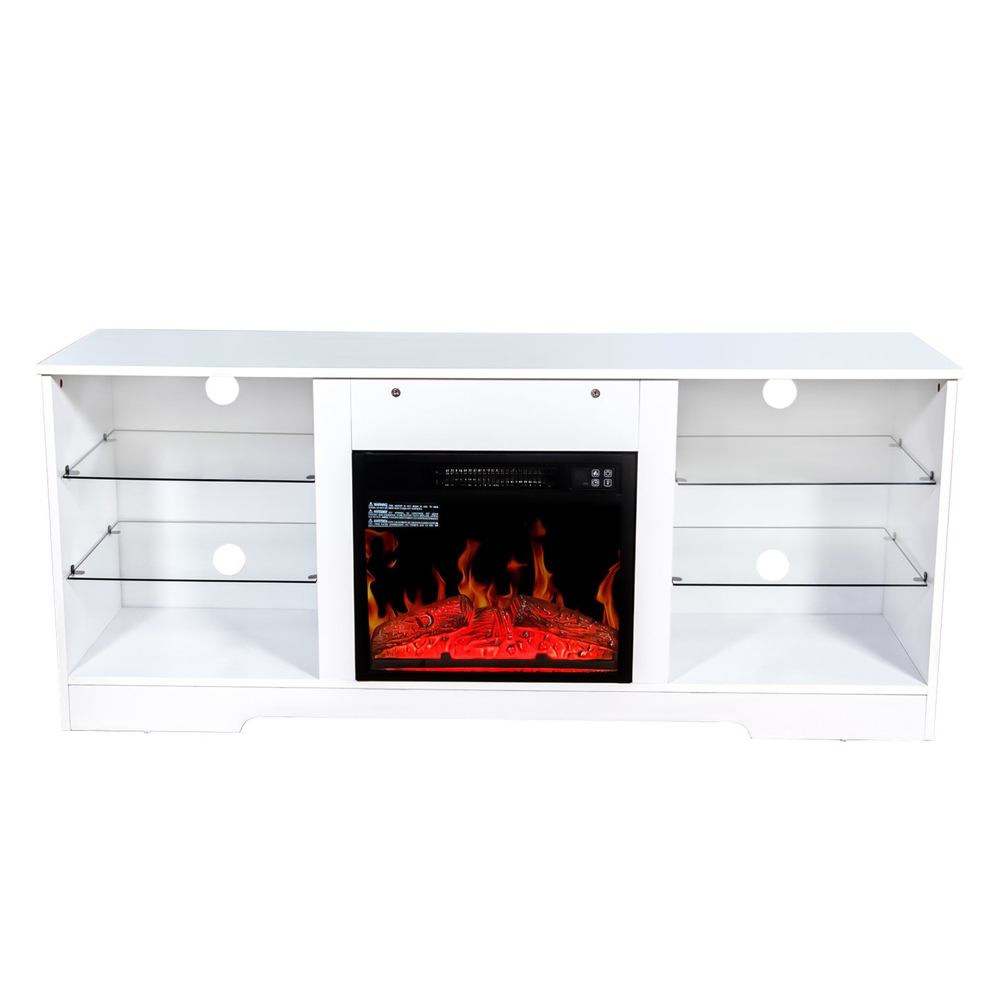 58" Electric Fireplace Center With 18 Inch Electric Fireplace Heater for TVs up to 62 inches, White