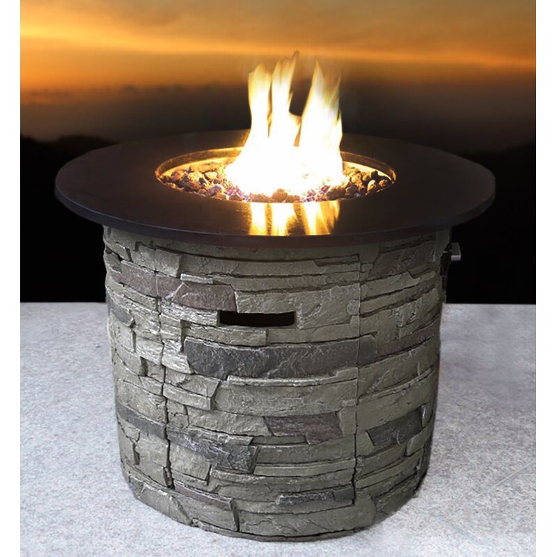 32" Living Source International Fiber Reinforced Concrete Fire Pit Table (24" H x 32" W)