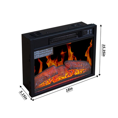 58" Electric Fireplace Center with 18 Inch Electric Fireplace Heater for TVs up to 62 Inches, Adjustable Glass Shelves and Storage Cabinets, Black