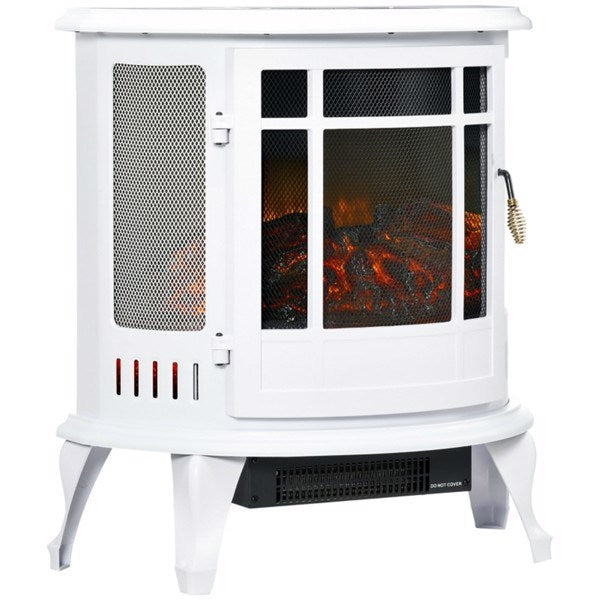 22" Freestanding Electric Fireplace Heater, White