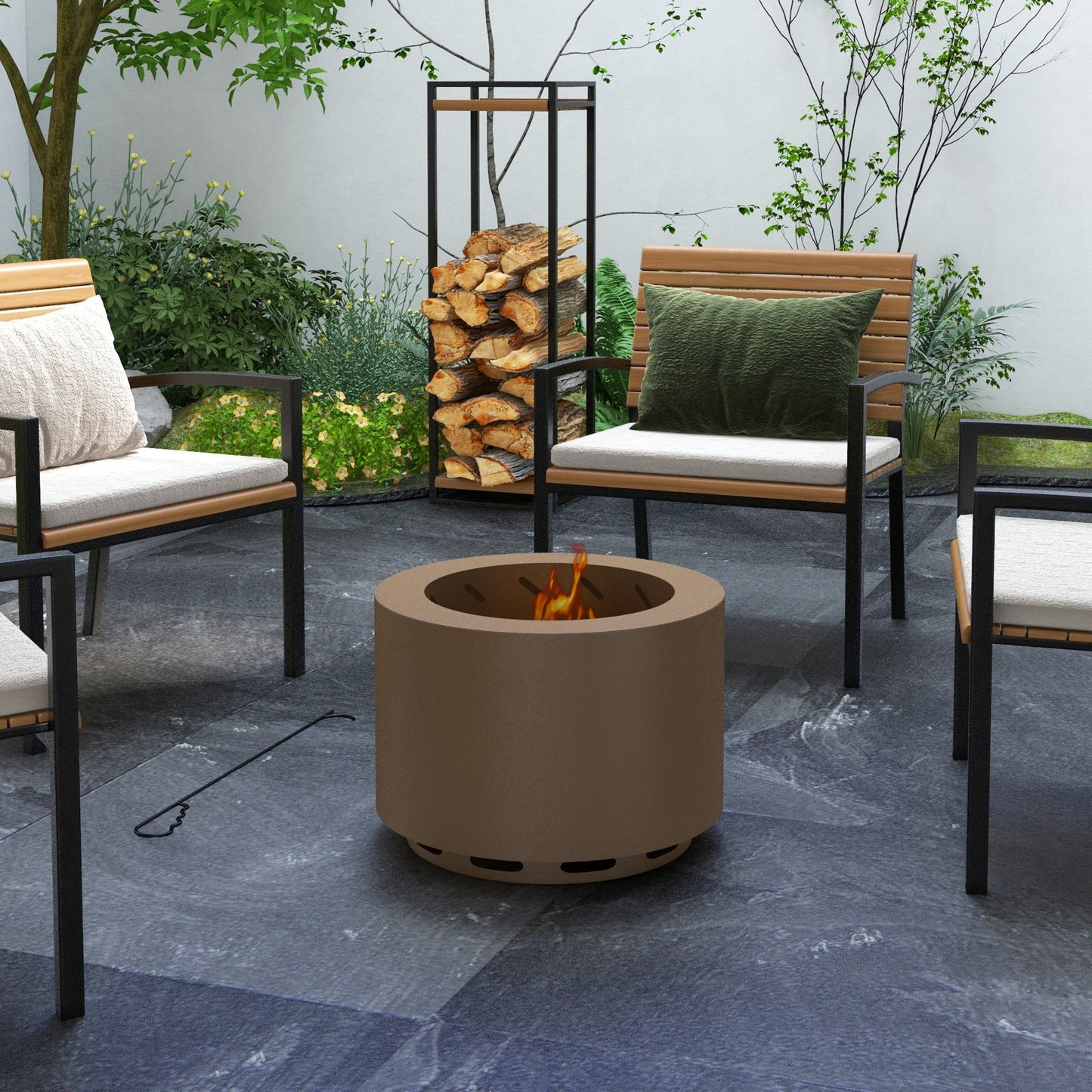 Smokeless Fire Pit, 19" Portable Wood Burning Firepit (19" Dia x 14.25" H), Bronze