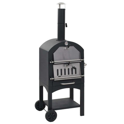 Charcoal Fired Outdoor Pizza Oven with Fireclay Stone (25.6" x 23.6" x 61.8")