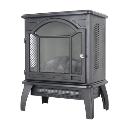 18" 3D Flame Electric Infrared Quartz Fireplace Stove with Remote Control, Antique Black