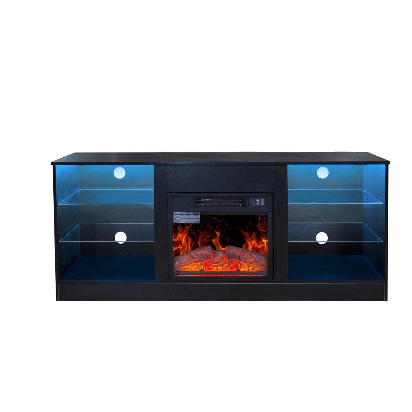 58" Entertainment Center With 18" Electric Fireplace Heater for TVs up to 62", (Black)