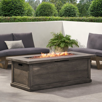 Brown Rectangular Magnesium Oxide Fire Table - 50,000 BTU (56.10" W x 26.10" D x 19.10" H)