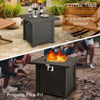 Square Propane Gas Fire Pit Table with Table Cover, 50000 BTU  (30" x 30" x 25")