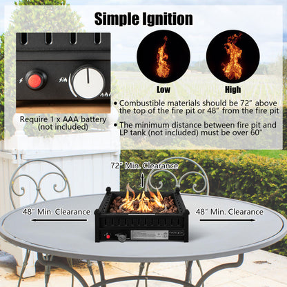 16.5 Inch Tabletop Propane Fire Pit with Simple Ignition System (16.5" x 16.5" x 6")