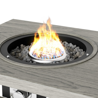 Aluminum Outdoor Coffee Dining Fire Pit Table, Gray (47.3" x 20.5" x 15.8")