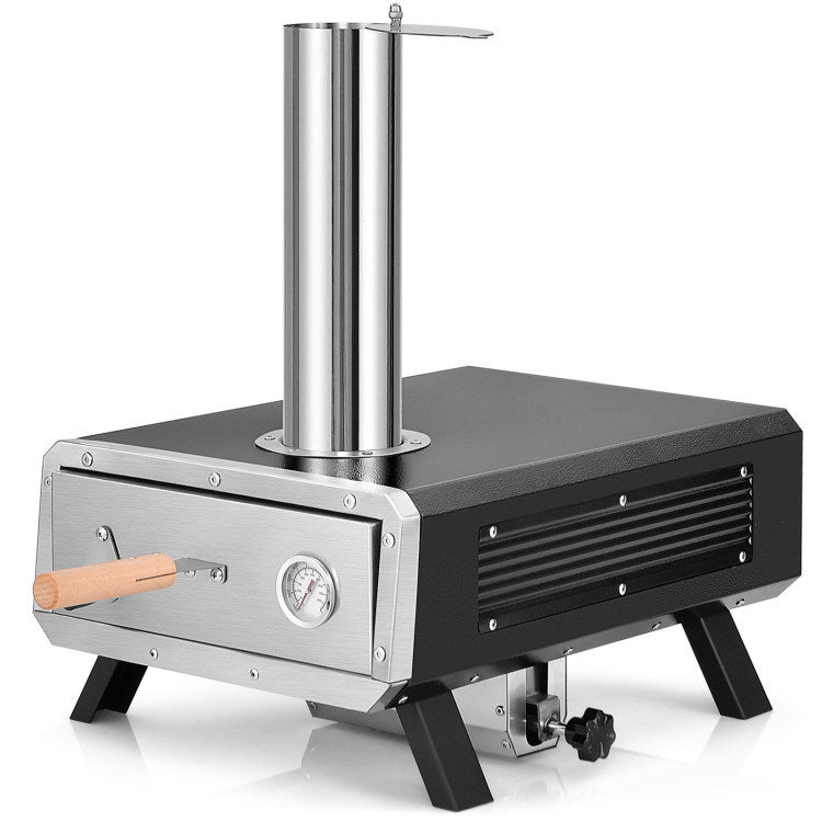 Outdoor Pizza Oven, Portable Wood Pellet Stove with Rotatable Stone (33" x 15" x 22")