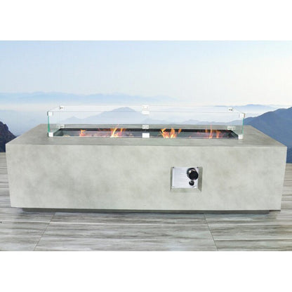 Fiber Reinforced White Concrete Outdoor Fire Pit Table (42" W x 16" H x 20" D)