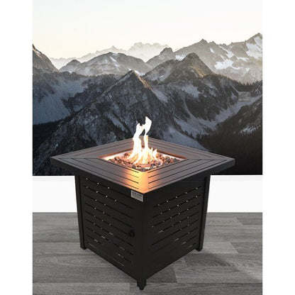 Steel Propane/Natural Gas, Black Square Fire Pit Table (30" W x 30" D x 25" H)