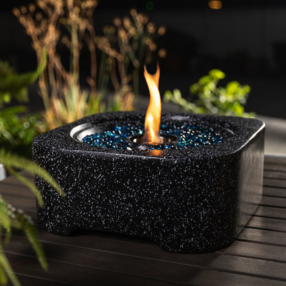 Tabletop Fire Pit, Bioethanol Indoor & Outdoor Fireplace, (16.3" x 16.3" x 6.9"), Black