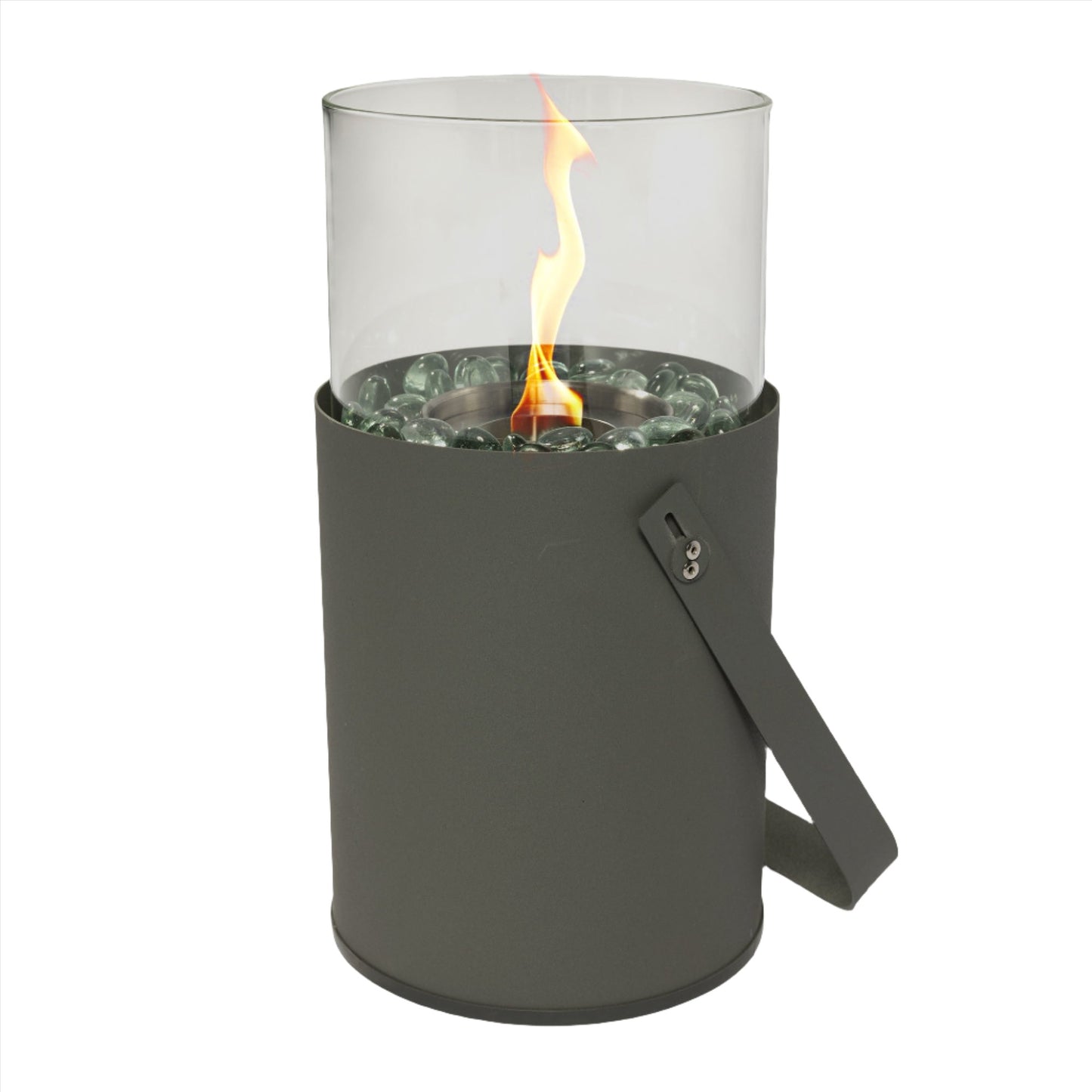 Mini Tabletop Ethanol Fire Pit, Portable Indoor Outdoor (6.3" x 6.3" x 11.8"), Grey