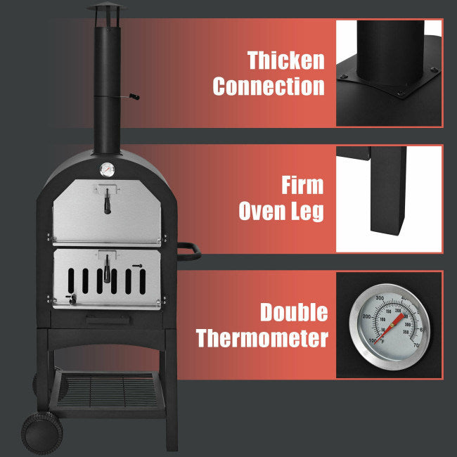 Portable Outdoor Pizza Oven with Pizza Stone and Waterproof Cover (23.2" x 18.1" x 63.8")