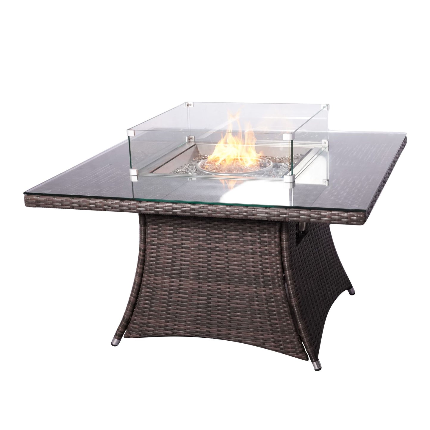 47" Wicker Outdoor Rattan 50,000BTU Propane Gas Fire Pit Table