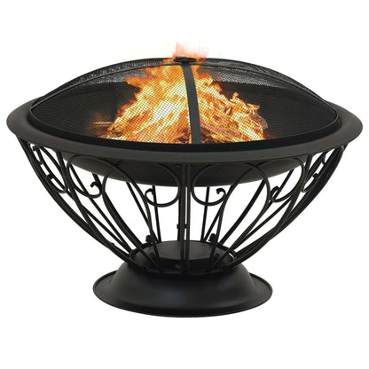 29.5 Classic Design Steel Fire Pit with Poker, (29.5" x 29.5" x 20.1"), Black