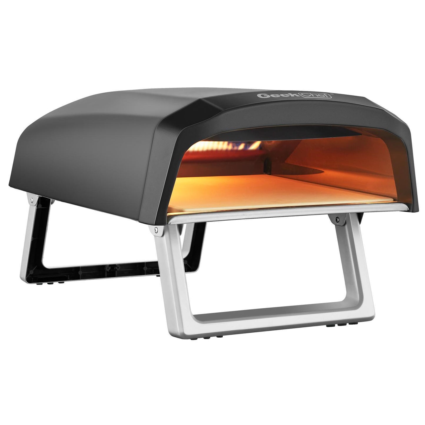 Portable Outdoor Pizza Oven with 13" Stone, Foldable Legs (25.2" x 16.1" x 12.4")