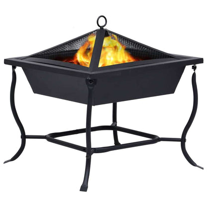 16.5" Steel Fire Pit with Handle Bar (16.5" x 16.5" x 17.7"), Black