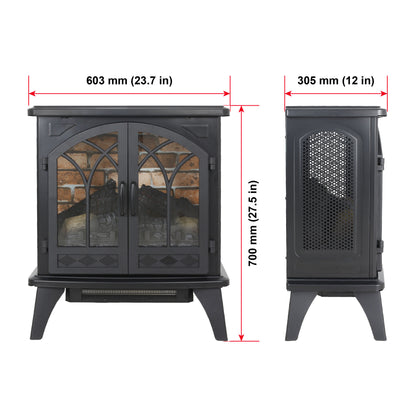 24" 3D Flame Electric Infrared Quartz Fireplace Stove with Remote Control