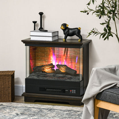 26" Electric Fireplace Stove with Remote Control, 12H Timer, Brown