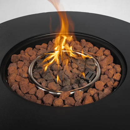 30-Inch Propane Round Fire Table, 40,000 BTU Steel Propane Fire Pit Table with Lid & Lava Rocks