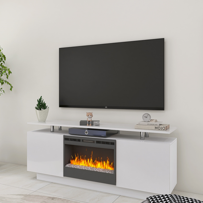 70" Electric Fireplace Center with Insert Fireplace for TVs up to 80 inches, White