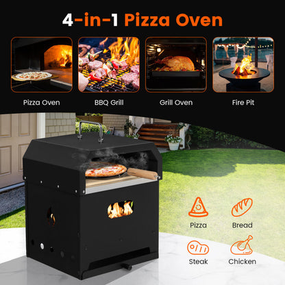 4-in-1 Portable Outdoor Pizza Oven with 12" Stone (14" x 13" x 17")