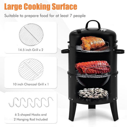 20.5" 3-in-1 Multifunctional Vertical Cooking Fire Pit & BBQ Grill