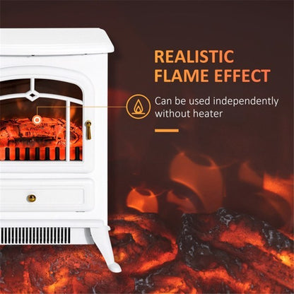 22" White Electric Fireplace Heater with Realistic 3D Flame