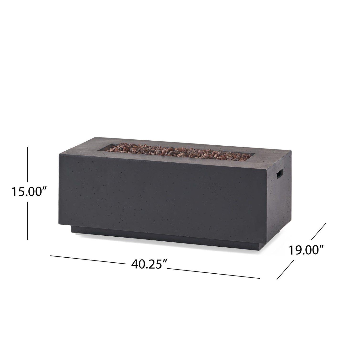 Dark Grey Magnesium Oxide Fire Pit Table 40,000 BTU (40.25" W x 19" D x 15" H)