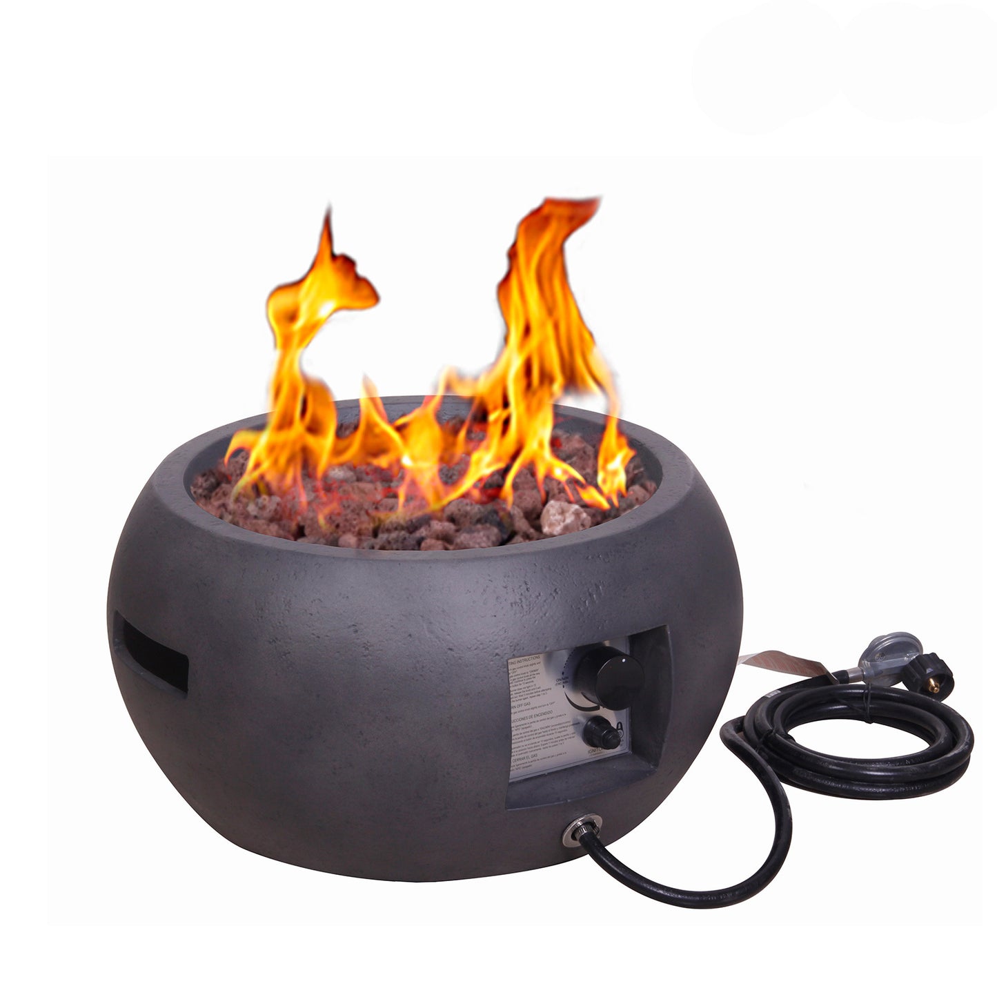 22" Round Dark Propane Outdoor Fire Pit with Faux Concrete Texture (22" Diameter)