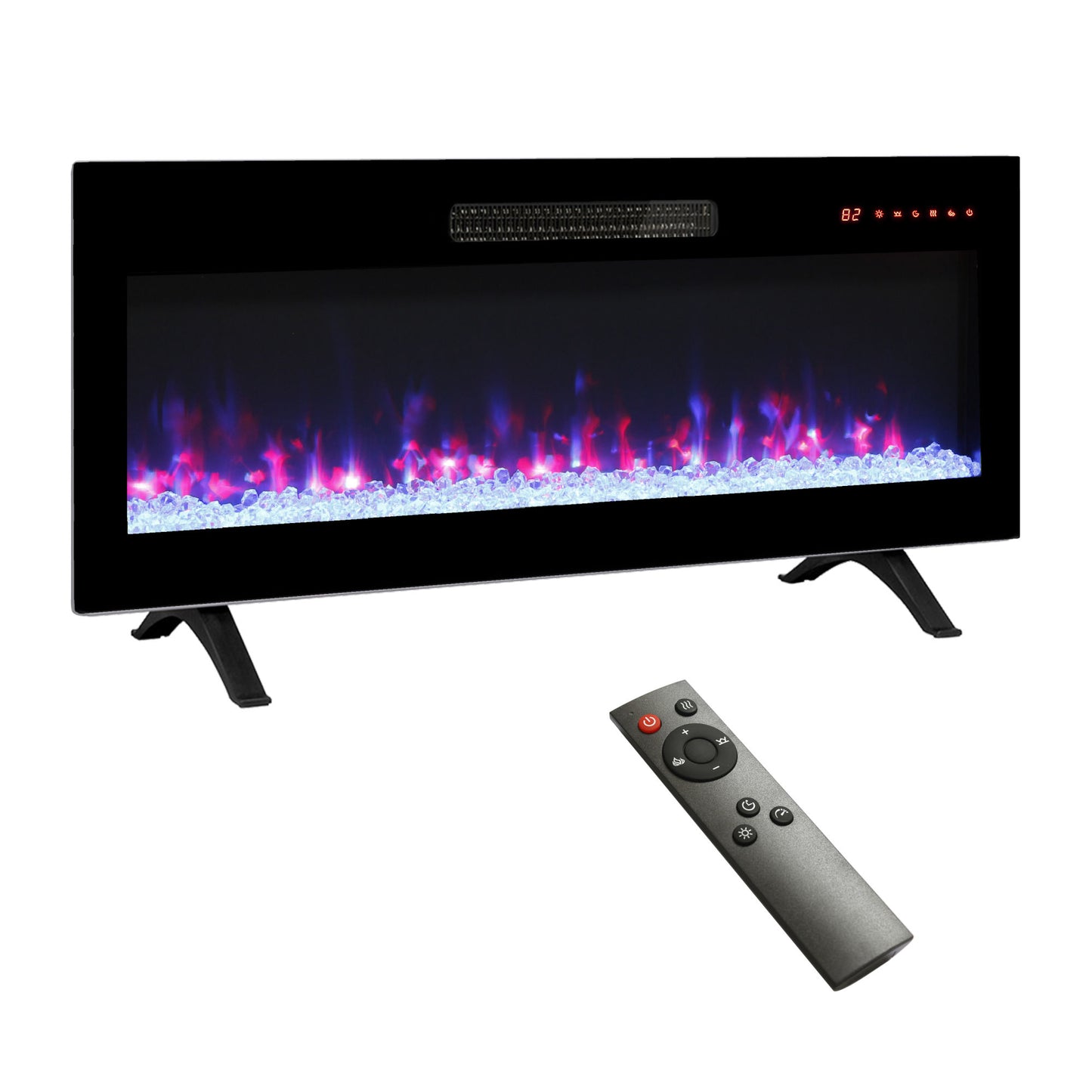 36" Recessed Ultra Thin Wall Mounted Electric Fireplace with Remote, Multi-Color Flame & Ember bed, LED Light Heater