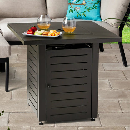 Black Square Propane Fire Pit Table, 50,000 BTU (28" W x 28" D x 25" H)