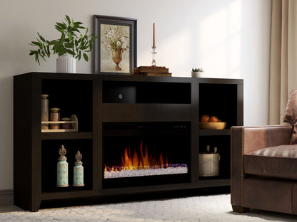 62" Electric Fireplace Center for TVs up to 70 inches, Minimal Assembly, Mocha Finish