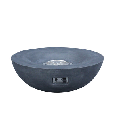 42" Modern Black & Gray Concrete Fire Pit Bowl with Adjustable Feet and Fabric Cover