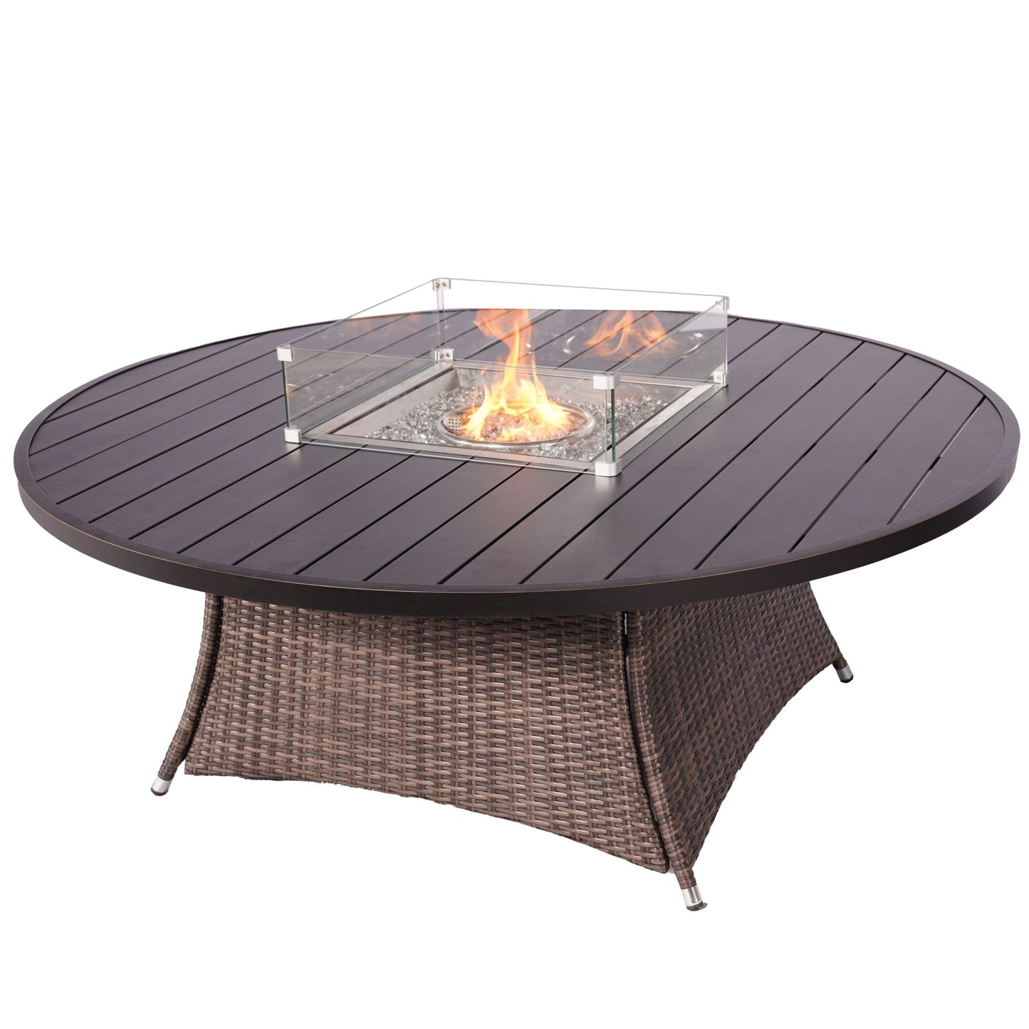 47" Wicker Outdoor Rattan 50,000BTU Propane Gas Fire Pit Table