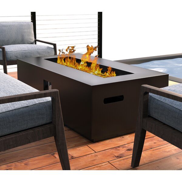 Concrete Propane/Natural Gas Fire Pit Table - Dark, 50,000 BTU (16" W x 42" L x 20" H)