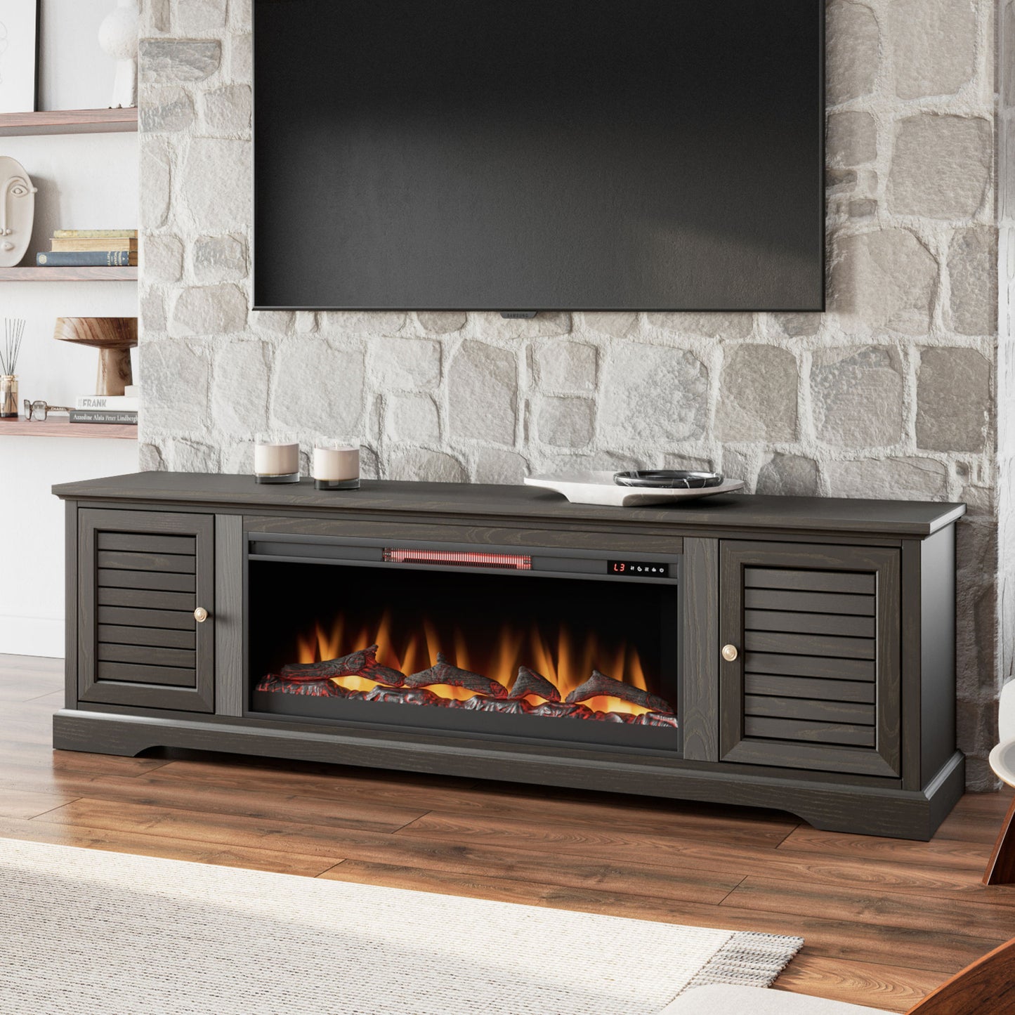 Topanga 83" Electric Fireplace Center for TVs up to 95 inches, Clove Finish