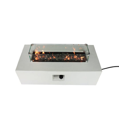 Fiber Reinforced White Concrete Outdoor Fire Pit Table (42" W x 16" H x 20" D)