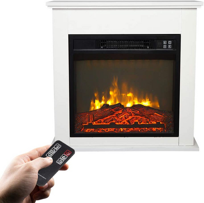 25" 1400W Electric Fireplace Mantel Heater, Freestanding Space Stove with Remote Control & Realistic Flames