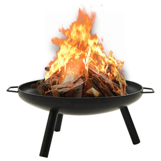 27.6" Steel Fire Pit with Handles, (27.6" x 23.2" x 11"), Black