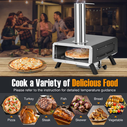 Outdoor Pizza Oven, Portable Wood Pellet Stove with Rotatable Stone (33" x 15" x 22")