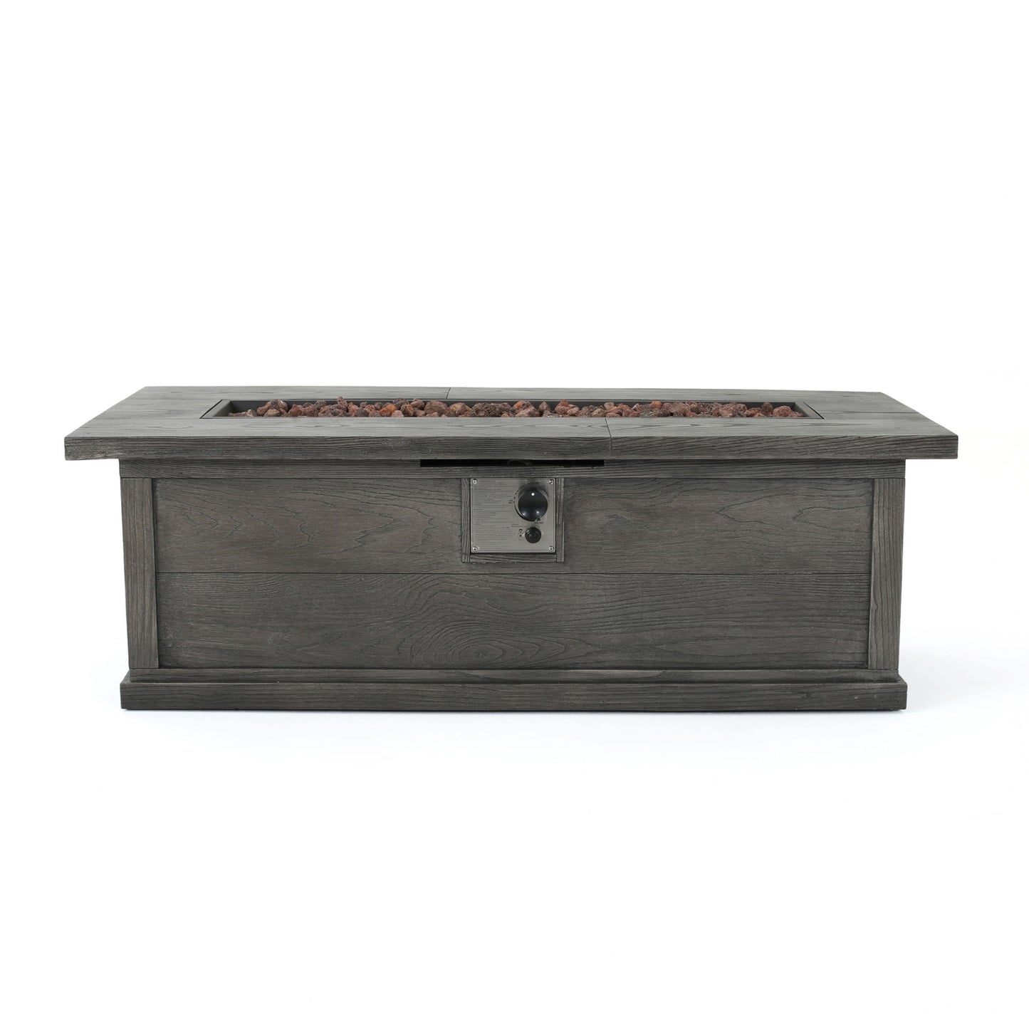 Brown Rectangular Magnesium Oxide Fire Table - 50,000 BTU (56.10" W x 26.10" D x 19.10" H)