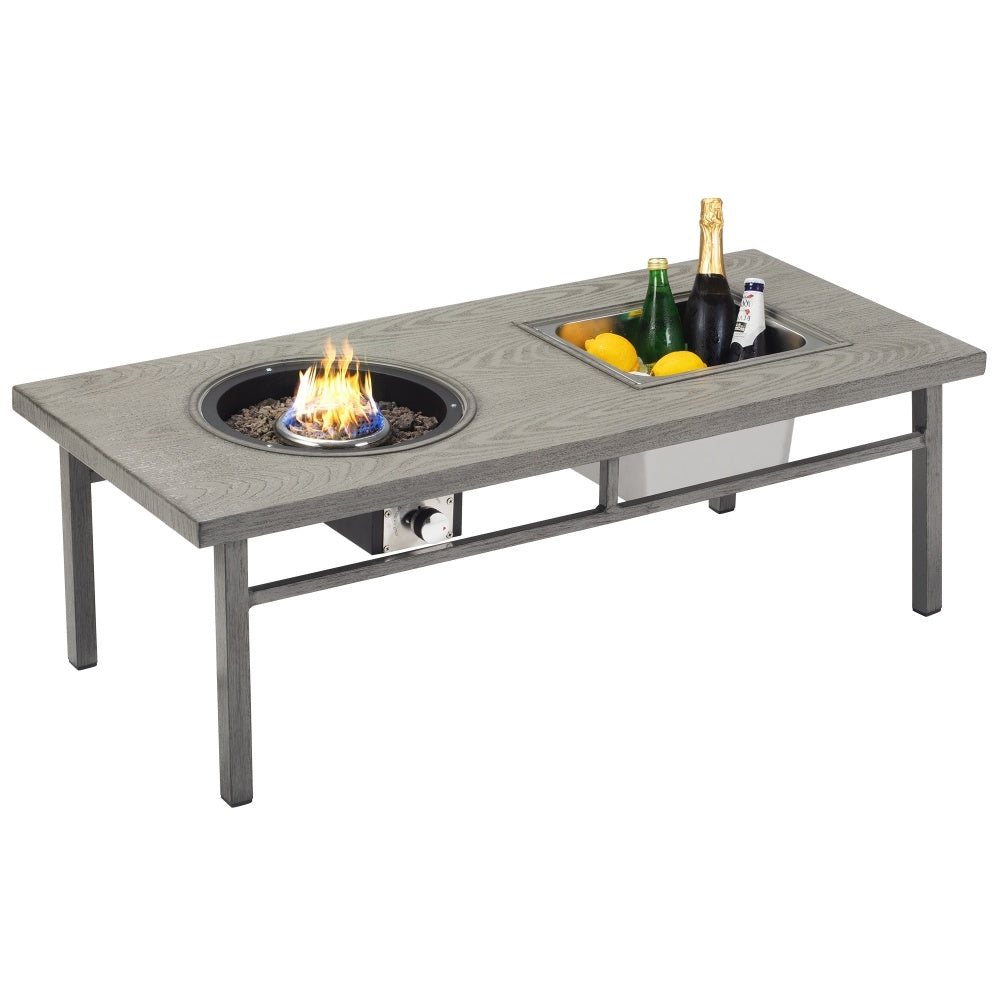 Aluminum Outdoor Coffee Dining Fire Pit Table, Gray (47.3" x 20.5" x 15.8")