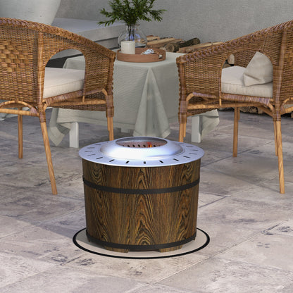 Smokeless Fire Pit with Fireproof Mat (20.5" Dia x 15.25" H), Brown/Silver