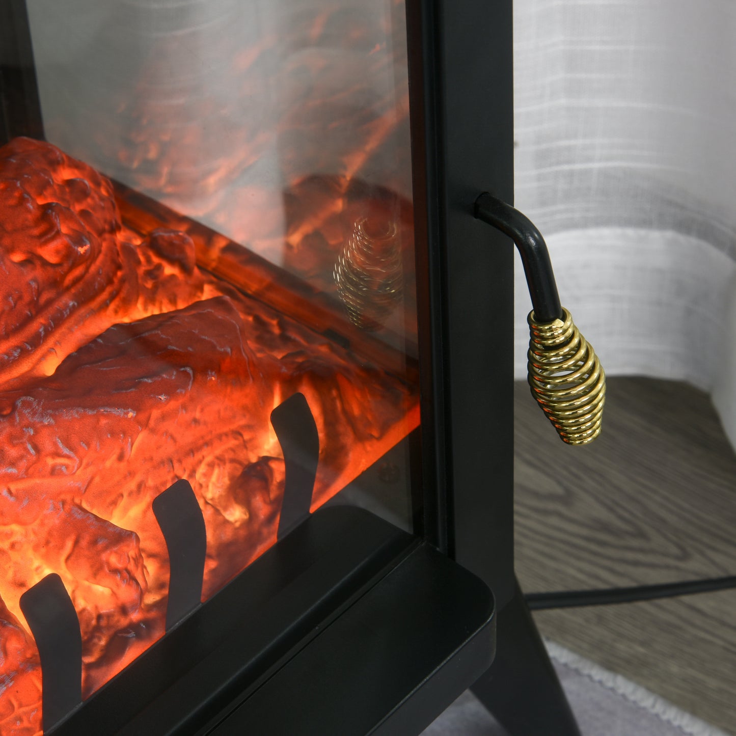 23" Electric Fireplace Heater with Realistic LED Flames and Logs, Overheating Protection, 750W/1500W, Black