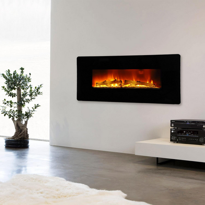 36" Curved Front Electric Fireplace, Freestanding or Wall Mounted with Adjustable Flame Color & Remote Control