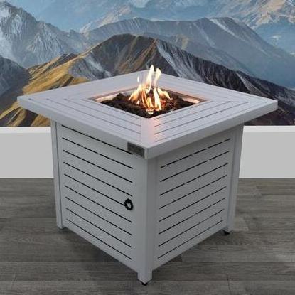 White Steel Propane / Natural Gas Square Fire Pit Table (30" W x 30" D x 25" H)