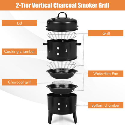 20.5" 3-in-1 Multifunctional Vertical Cooking Fire Pit & BBQ Grill